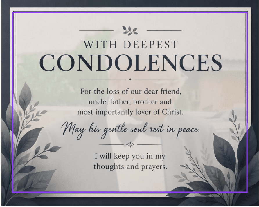 Condolence card shared through BioTribute